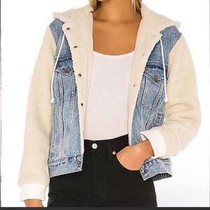 Levi's Ex-boyfriend Trucker Jean Blue Denim and Cream Sherpa Jacket